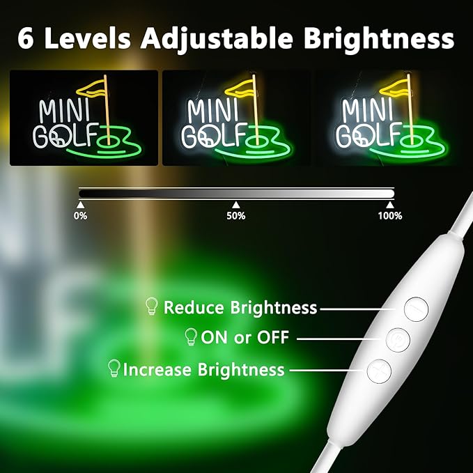 Mini Golf Neon Sign, Golf Neon Signs For Wall Decor, Sports Led Light Up Signs for Bar Golf Club Home Party Decorations Gifts