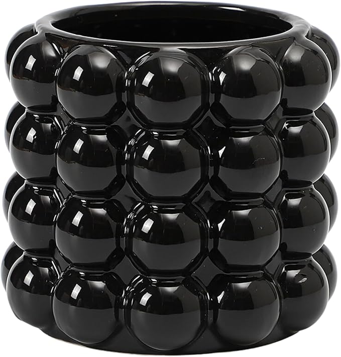 Bubble Vase, Black Ceramic Vase, Small Vase, Flower Vase, Boho Vase, Decorative Vase, Vase Decor for Living Room, Office, Bathroom, Shelf, Fireplace, Farmhouse, Coffee Table, 5 Inches