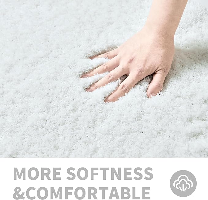 CozeCube White Bathroom Rug 24" x 16", Bath mats for Bathroom Non Slip, Ultra Soft Bath Rugs Washable, Plush Microfiber Area Rugs for Bedroom