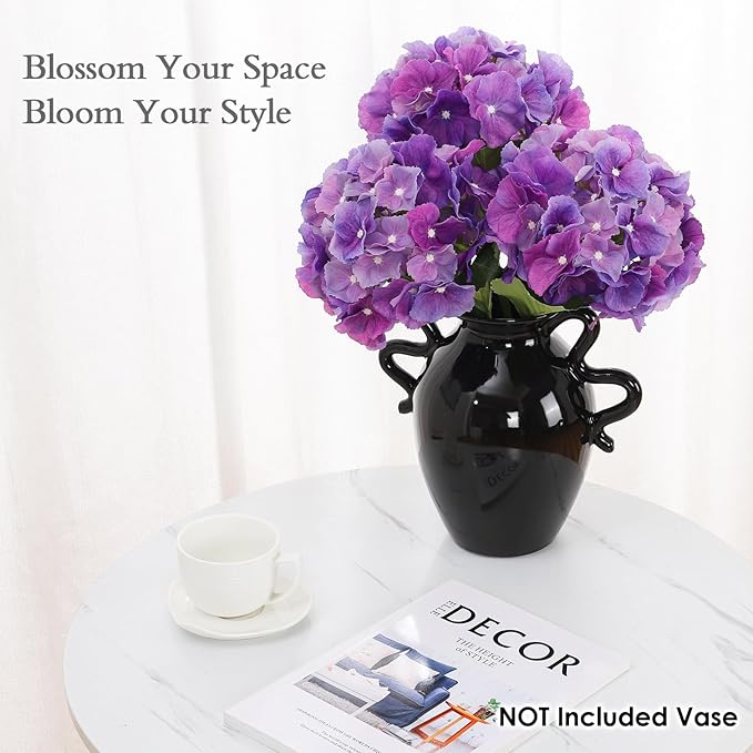 3Pcs 21” Hydrangea Artificial Flowers, Large Real Touch Hydrangea, Lifelike Faux Purple Hydrangeas, Fake Hydrangea Stems Perfect for Home Decor, Wedding, Party, Christmas,Centerpiece Decor - Purple