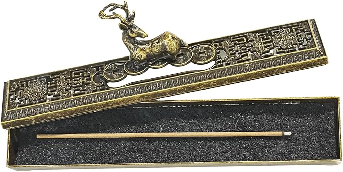 Windproof Copper Incense Holder - Chinese Style for Sticks up to 5.5 Inches, Perfect for Home Altar, Yoga Studio, Temple & Meditation,Deer-1