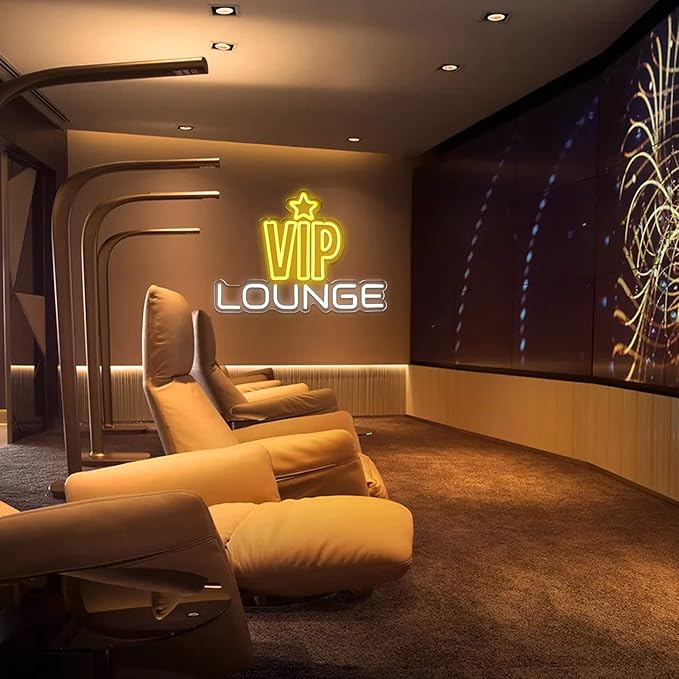 JFLLamp VIP Lounge Neon Signs for Wall Decor Neon Lights for Bedroom Led Business Signs Suitable for Night Club Bar Hotels Nail Salon Massage 5V Power Adapter, 16.2 * 11.4 Inch(Yellow+White)