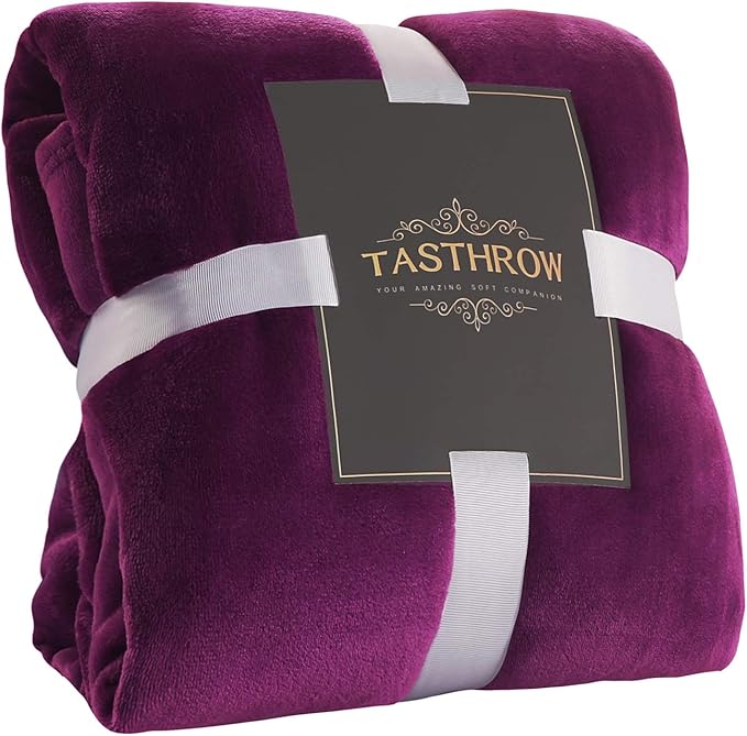 TASTHROW Large Flannel Fleece Throw Blanket, 50×70 Inch - Cozy Lightweight Thick Blanket - All Seasons Suitable for Women, Men and Kids (Two Pack, Purple)
