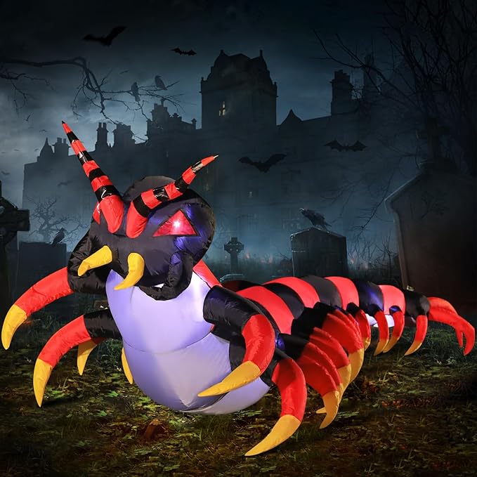 DomKom Halloween Inflatable Decorations, 8FT Centipede Outdoor Holiday Decor Blow Up Halloween Yard Decor, LED Lights Inflatables Outdoor Garden Lawn Halloween Decor