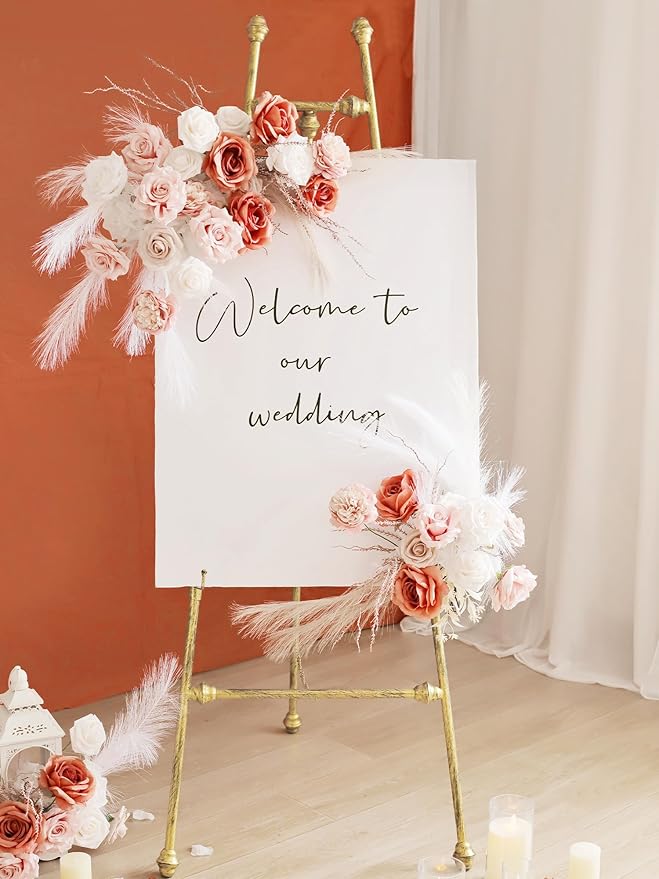 MISSPIN Artificial Flowers DIY Box Set Fake Roses Bouquet Bridal Wedding Flowers Colorful Centerpiece Table Decorations Boho Faux Floral with Stems Arrangements for Cake Home Party Indoor Outdoor