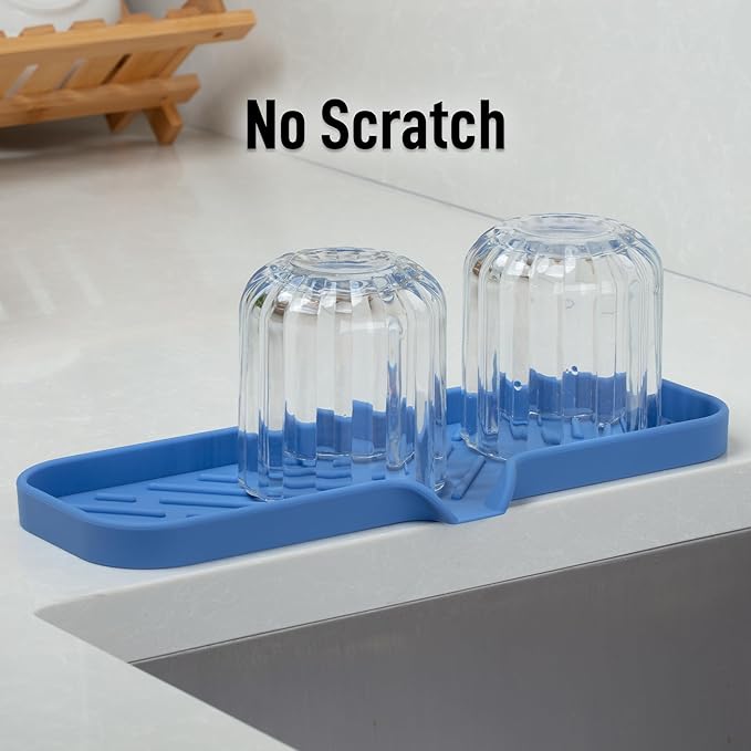 Zulay Large Silicone Sponge Holder (12x4) – Flexible Sink Organizer Tray for Kitchen & Bathroom – Multipurpose Soap Dish for Sponges, Makeup, Trinkets & More (Provence Blue)