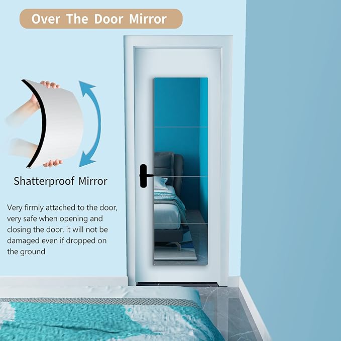 Full Length Mirror for Kids Safety Shatterproof Mirror, Plastic Wall Mirrors, Made Of Acrylic Plexiglass Mirrors, 4 Pcs 12"x12", Long Bedroom Door Closet Mirror's, Workout For Home Gym Body Mirror's