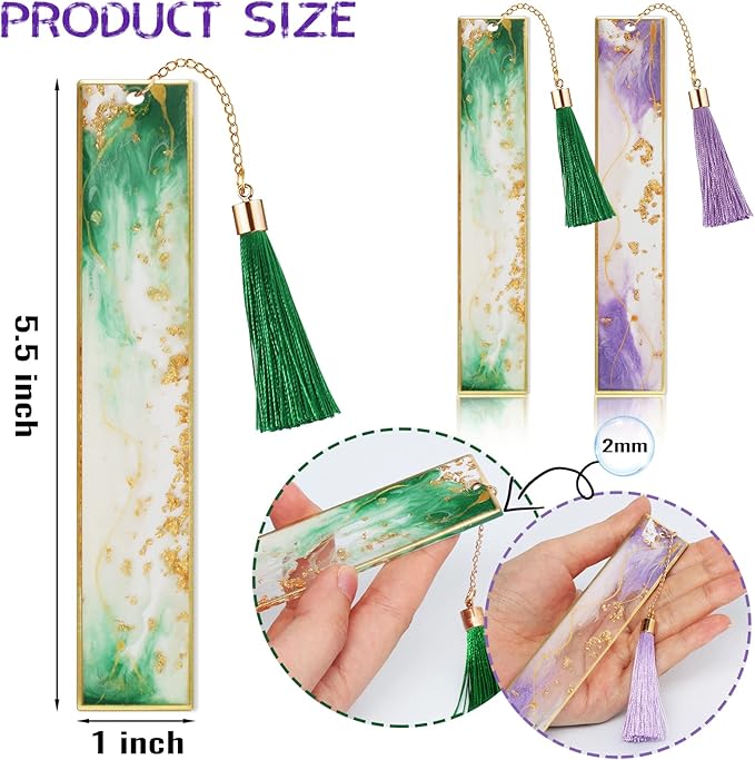 Bookmarks for Women, Kaluofan 2PCS Book Marks for Book for Women, Durable Handmade Resin Bookmarks, Perfect Gift for Mothers Teachers Students and Book Lovers on Mother's Day Teachers'Day Christmas