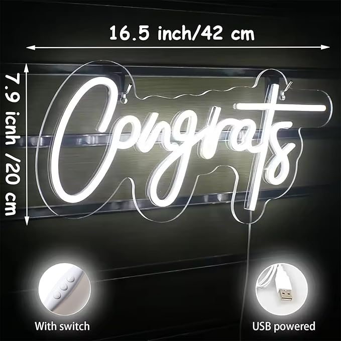 NOSUN Congrats Neon Sign Celebrate Neon Signs for Wall Decor LED Signs Lights for Wall Decor with Dimmable Light Up Signs for Bedroom Bar Club Colleges Wedding Birthday Party Decor Engagement Gifts