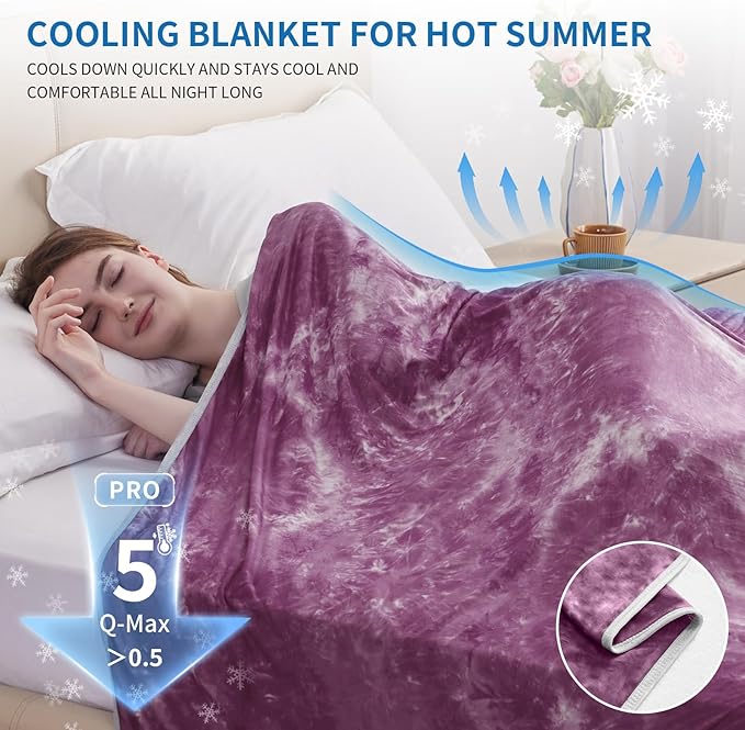 Guohaoi Cooling Blanket (90"x90"Queen Size) for Hot Sleepers and Night Sweats,Decortive Tie Dye,Arc-Chill Q-Max >0.5Cool Fiber,Ultra Cold Breathable,Comfortable,Keep Cool,Hypo-Allergenic,All-Season