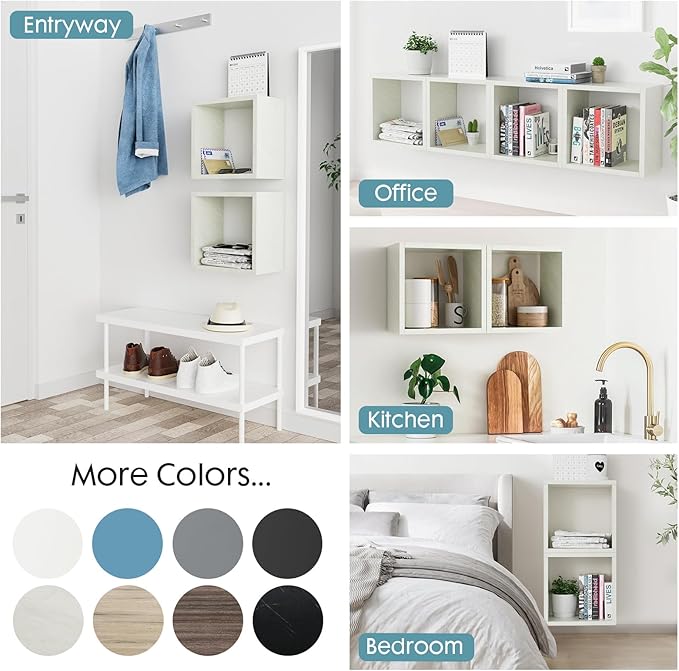 Kaboon Cube Floating Shelves Set2, Display Shelves Wall Mount 7.75" D x 12.5" W x 12.5" H, (Sea Salt, Square 2 Cubes)