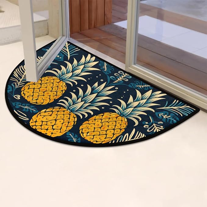 Vintage Half Circle Doormat Pineapple Pattern Floor Mat Living Room Decorative Carpet Autumn Non-Slip Mat Kitchen Decorative Floor Mat