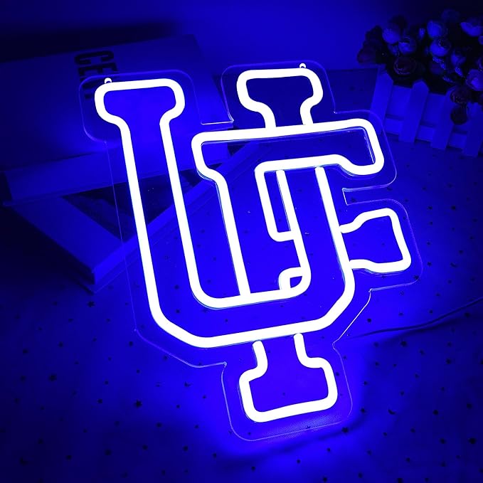 UF Neon Sign for Wall Decor,College UF Neon Led Sign for Bedroom,American Football Team Logo Neon Sign for Room Decor,University Name Neon Signs for Man Cave,Dorm Decoration for College Students,Sport