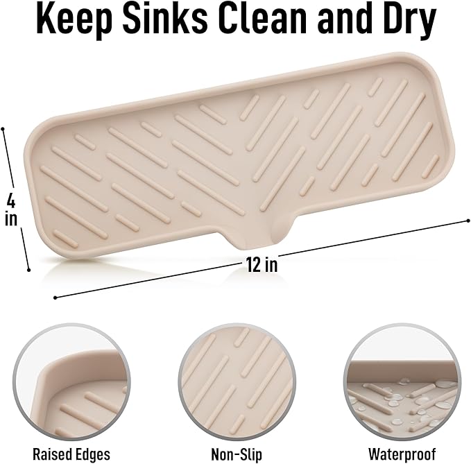 Zulay Large Silicone Sponge Holder (12x4) – Flexible Sink Organizer Tray for Kitchen & Bathroom – Multipurpose Soap Dish for Sponges, Makeup, Trinkets & More (Ivory)