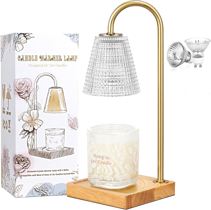 Hong-in Candle Warmer Lamp with Timer Dimmer,Birthday Gifts for Women Mom,House Warming Gifts New Home Room Decor,Wax Warmer for Scented Wax Jar Candles with Unique Dotted Lampshade