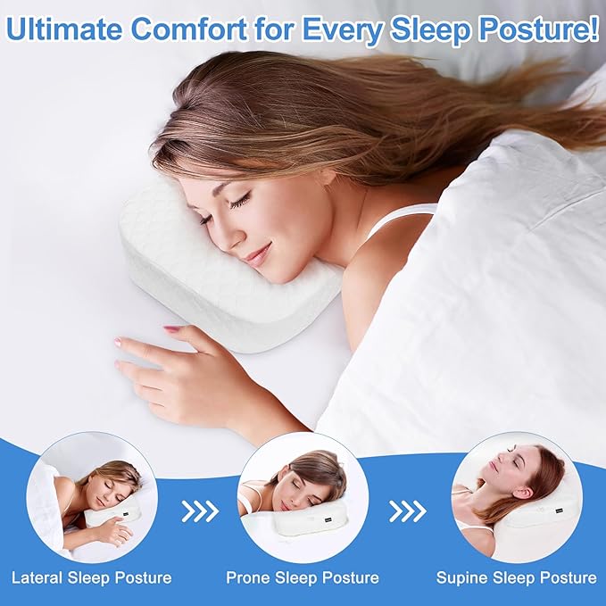 Piercing Pillow with Ear Hole, Memory Foam Ear Pillow for More Comfortable Side Sleeping, Pillows for CNH, Ear Pain Relief, Inflammation, Pressure Sores, Travel, White
