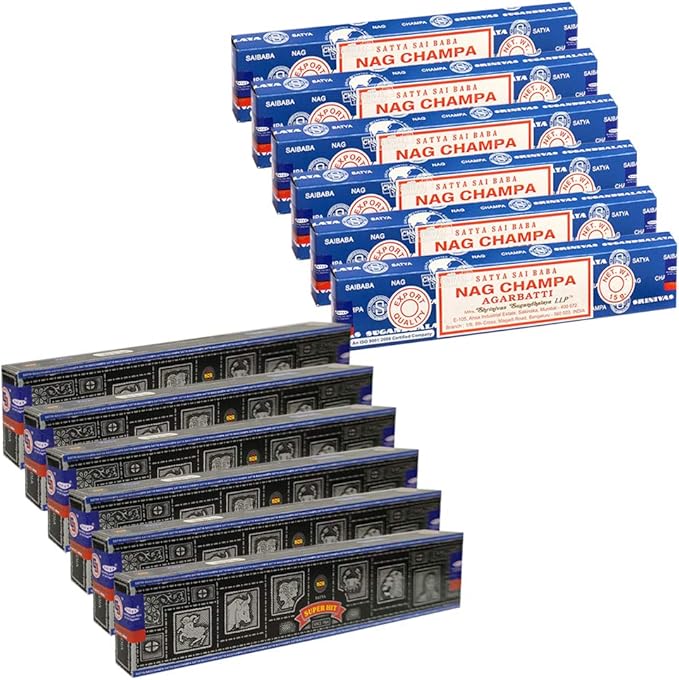 Nag Champa Incense Sticks and Super Hit Incense Sticks with Incense Holder Bundle for Home Fragrance and Spiritual Décor