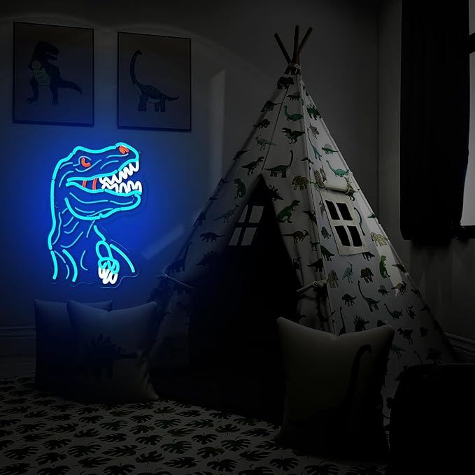 Dinosaur Neon Sign T-REX Neon Sign for Wall Decor Dino USB Dimmable Neon Light Sign for Boys Girls Room Gameroom Holiday Birthday Christmas Gift