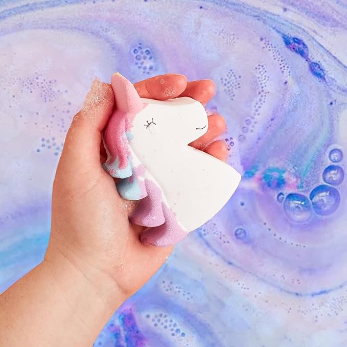 EBS Rainbow Bath Bombs Gift Set, 9 Pcs Handmade Bubble Bath Fizzies, Unicorn Bath Bomb Set for Girls, Natural Organic Bath Bombs Safe for Kids & Toddlers, Gift for Valentine's Day