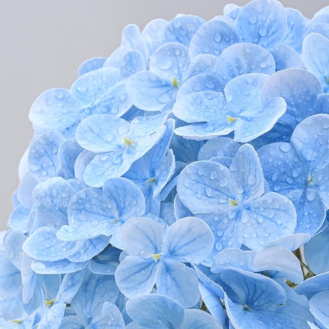 MARTINE MALL 4Pcs 21in Hydrangea Artificial Flowers, Latex Real Touch Hydrangeas Lifelike Large Hydrangea Flowers for Home Decor Party Arrangements Wedding Bouquets Centerpieces (Blue)