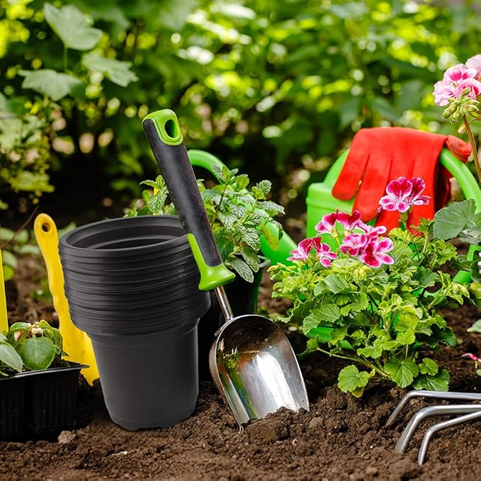 KINGLAKE 100 Pcs 4" Plastic Plants Pots Black