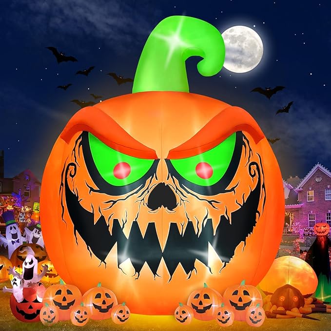 Kalolary 15 FT Giant Halloween Inflatable Pumpkin Outdoor Decorations Blow Up Yard Build-in LEDs for Halloween Outdoor Indoor Garden Lawn Yard Party Decor