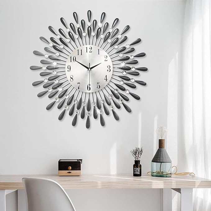 Wall Clock,20inch Decorative Wall Clocks Silent Quality Quartz Battery Operated,Large Wall Clock for Living Room,Kitchen,Home,Bathroom,Bedroom Wall Decor,Black