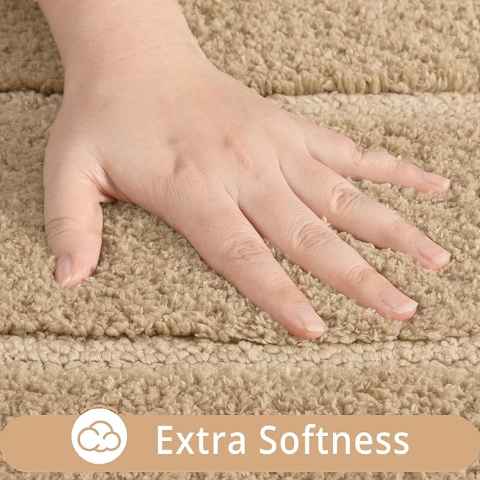 HOMORE Beige Bathroom Rugs 24x36 Inch Bathroom Runner Rugs Non Slip Washable, Soft and Absorbent Microfiber Bath Rug, TPR Backing Bath Mat, Plush Bath Rugs and Mat for Shower Floor