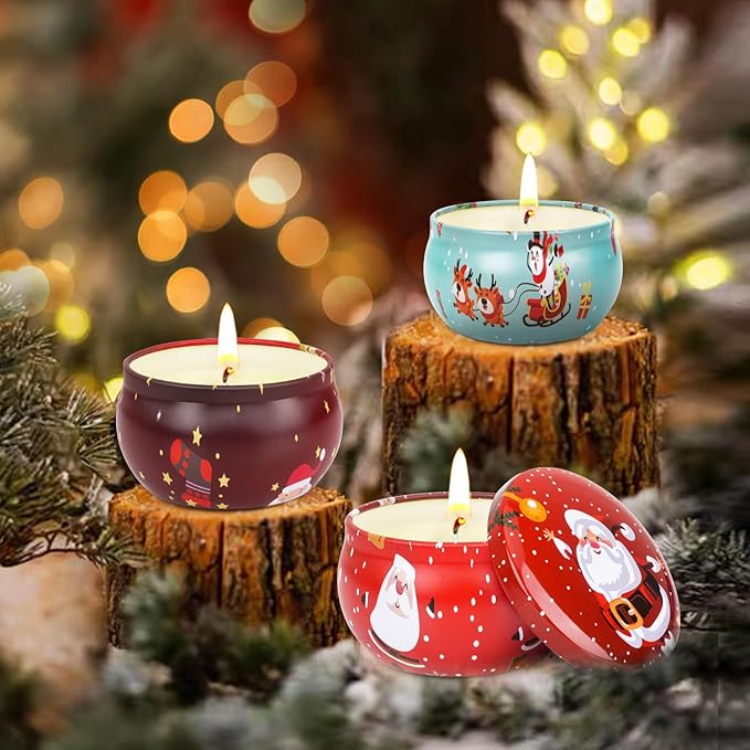 Christmas Gifts Set, 8 Pack Christmas Scented Candles Set, Bulk Stocking Stuffers for Coworkers Adults Women, Small Aromatherapy Candles Gift Baskets for Birthday Christmas Decoration Holiday Gift