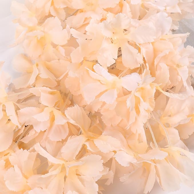 Pusuny Artificial Faux Cherry Blossom Branches Decor, 35 Inch for Tall Floor Vase Used as Wedding Home Decoration, Fake Flowers for Dinner Table Centrepiece, Champagne, 5PCS