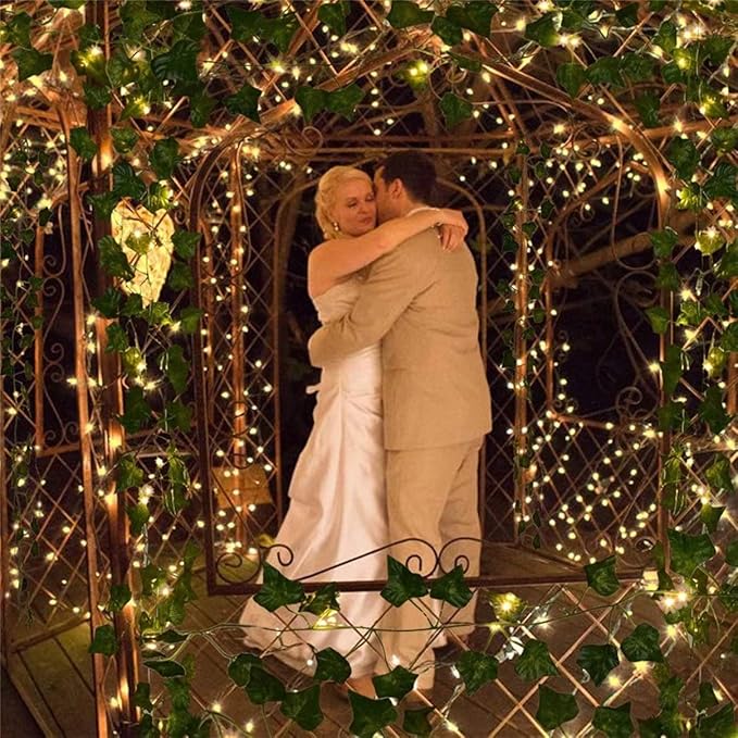 168 FT Artificial Ivy Garlands with 400 LED /132FT String Light Fake Vines for Bedroom Decor Ivy Leaves Greenery Faux Hanging Plants Green Flowers Decor for Home Kitchen Garden Office Wedding Wall