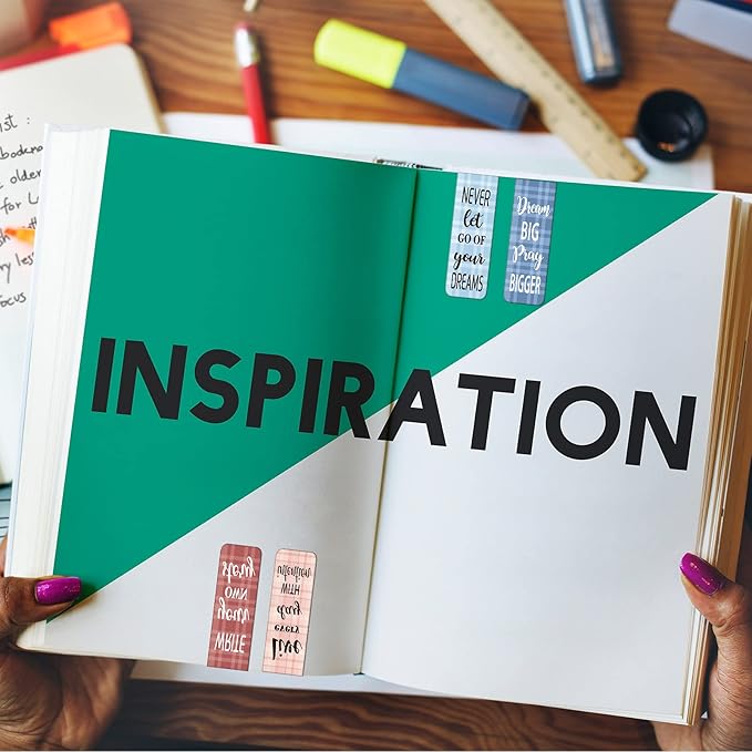 60 Pieces Inspirational Magnetic Bookmarks Motivational Bookmarks Magnetic Page Markers Assorted Magnet Page Clips for Students Teachers School Home Office Supplies (Simple Style)