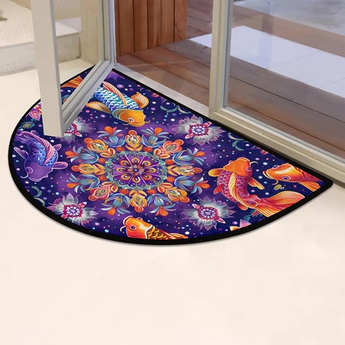 Half Round Doormat Indoor Welcome Mat Home Decorative Flowers Rugs Washable Kitchen Mat for Home Living Room Laundry Room Study Bedroom Floor Mats Ocean - Fish