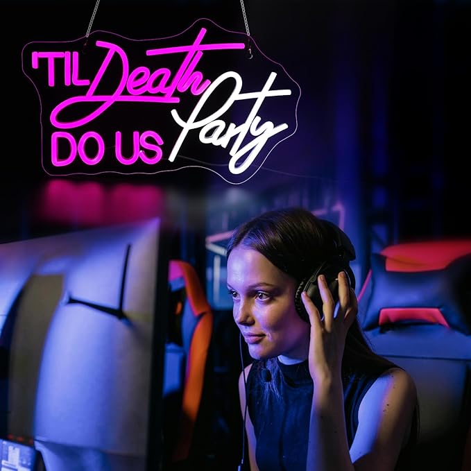 Til Death Do Us Party Neon Sign, Neon Signs for Wall Decor Neon LED Signs Room Neon Light Up Signs Home Decor