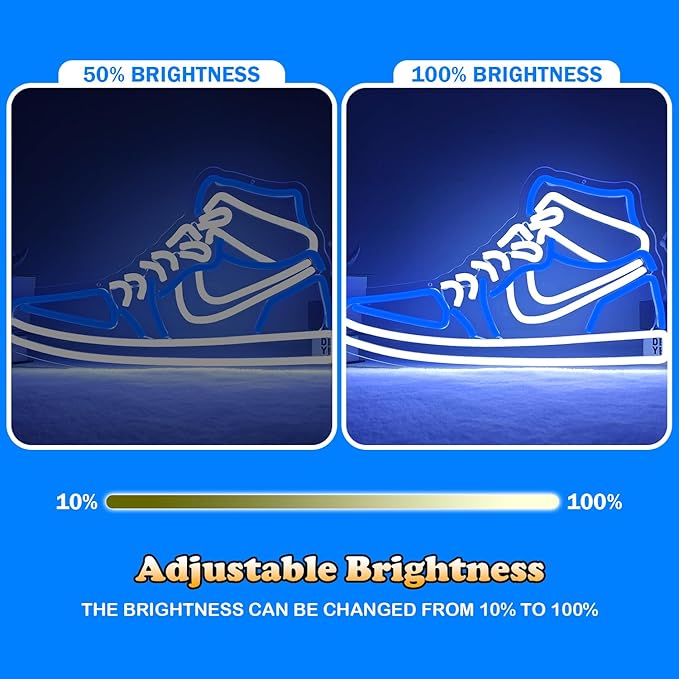 Sneaker Neon Sign Sports Shoe Neon Signs for Wall Dimmable LED Boys Neon Lights for Bedroom Man Cave Home Party Pub Neon Bar Sign Shoes Light up Signs Wall Decor (Blue)