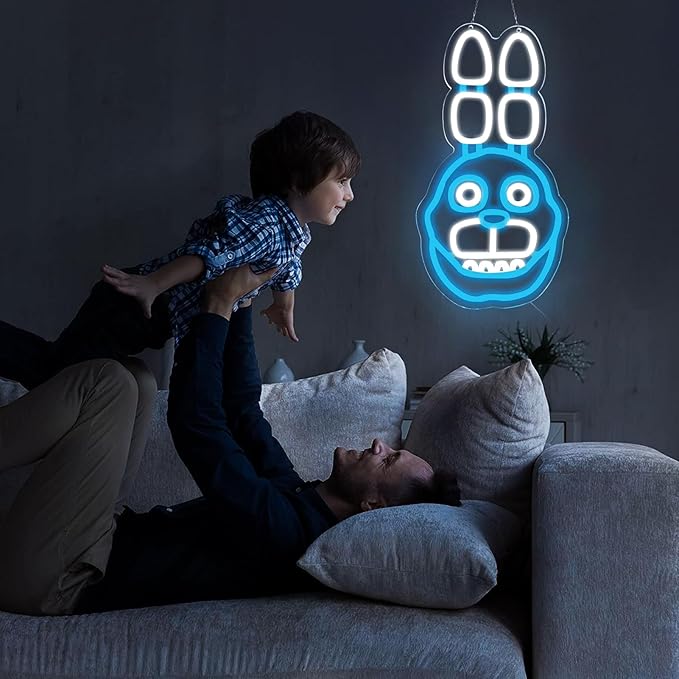 Bonnie The Rabbit Neon Signs for Wall Decor,LED Neon Lights for Bedroom,Birthday、Christmas Gifts for kids 5V Power Adapter 16.1 * 8.7Inch