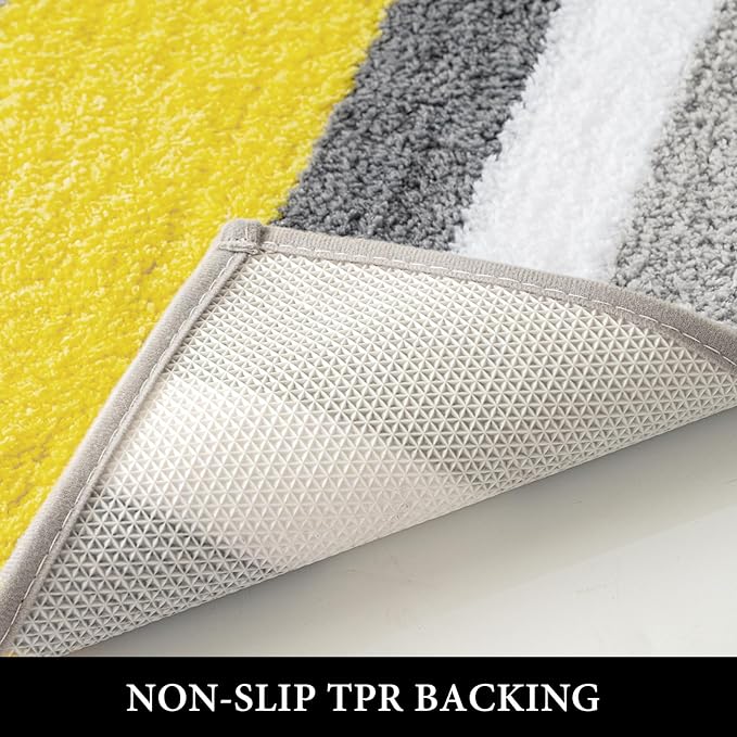 MIULEE Yellow Bathroom Rug, 24 x 36 Inches Bath Mat with Thick Absorbent Microfiber and Non Slip Back for Bathroom Floor Tub Shower, Machine Washble