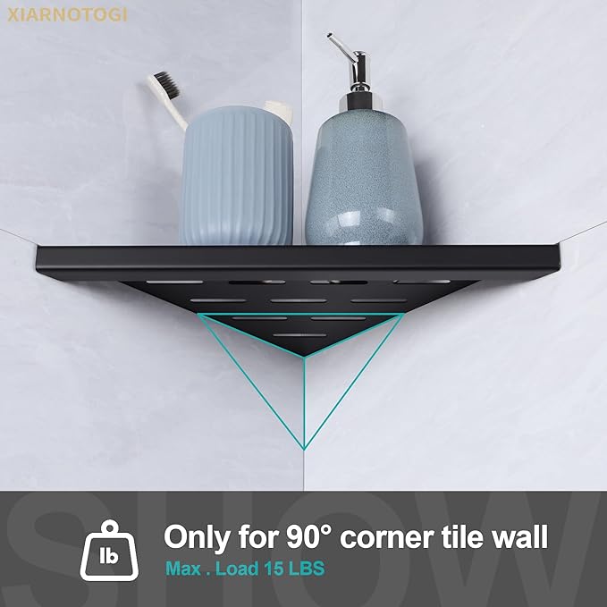 10" Corner Shower Shelf, 2-Pack Bathroom Shelves for Tile Walls, SUS304 Stainless Steel Recessed Shower Shelf, Grout in Corner Organizer Shelves, Matte Black