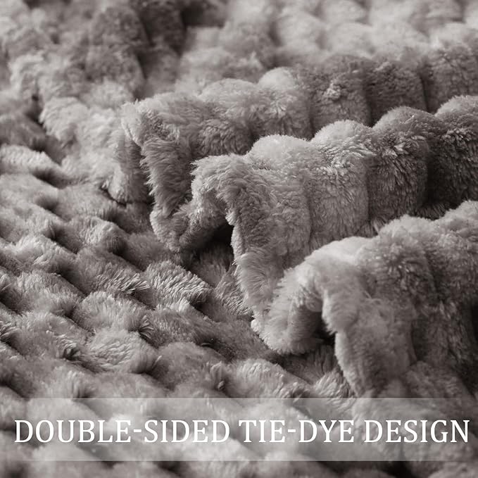 Exclusivo Mezcla Queen Size Soft Fleece Blanket, 90x90 Inches Stylish Jacquard Velvet Blanket for Bed, Fuzzy Cozy Lightweight for All Season, Tie-dye Grey