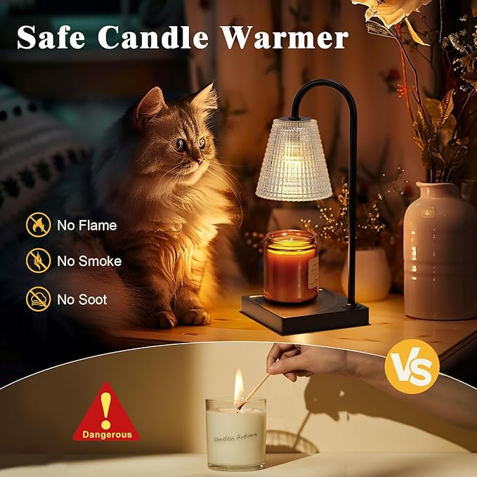 Hong-in Black Candle Warmer Lamp with Timer-Electric Candle Lamp Warmer,Dimmable Candle Warmers for Jar Candles,New Mom Gifts & Birthday Gifts for Women