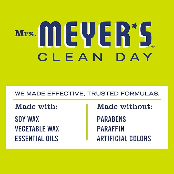 MRS. MEYER'S CLEAN DAY Soy Tin Candle, 12 Hour Burn Time, Made with Soy Wax and Essential Oils, Lemon Verbena, 2.9 oz