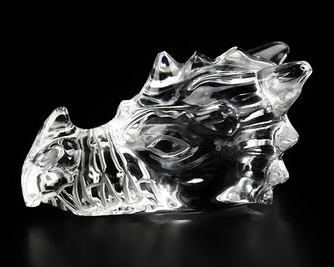 Skullis 2.0" Clear Quartz Rock Crystal Carved Crystal Dragone Head Skull, Crystal Healing.1489