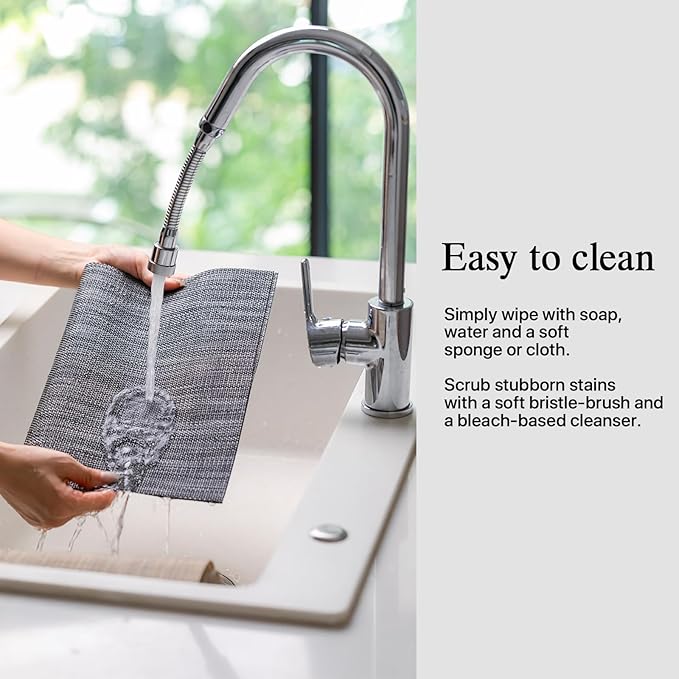 Placemats Set of 12 - Easy Clean Woven Vinyl Placemats for Dining Table, Indoor/Outdoor Place Mats, Washable PVC Table Mats(Dark Gray)