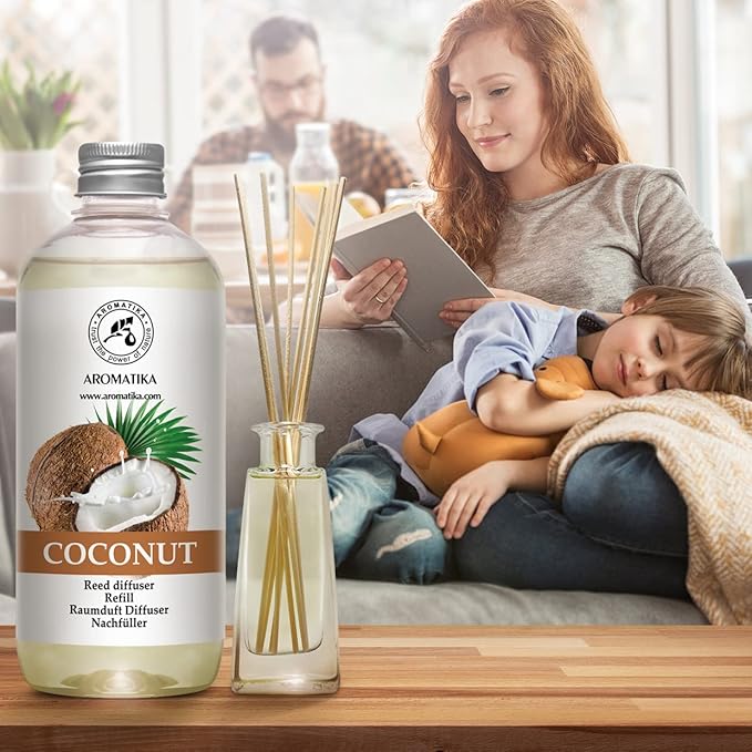 Reed Diffuser Refill Coconut 17 Fl Oz - Room Diffuser Refill - Home Fragrance - Air Freshener - Scented Diffuser - Coconut Aroma - Room Fragrance - Coconut Scented Diffuser