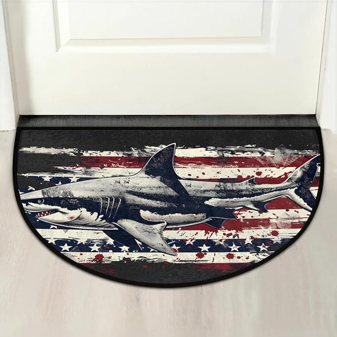 Non Slip Bath Mats Absorbent Doormat Rugs Indoor Outdoor Entrance Rug for Bathroom Laundry Kitchen Rugs Home Decor Gifts Animals - Sharks