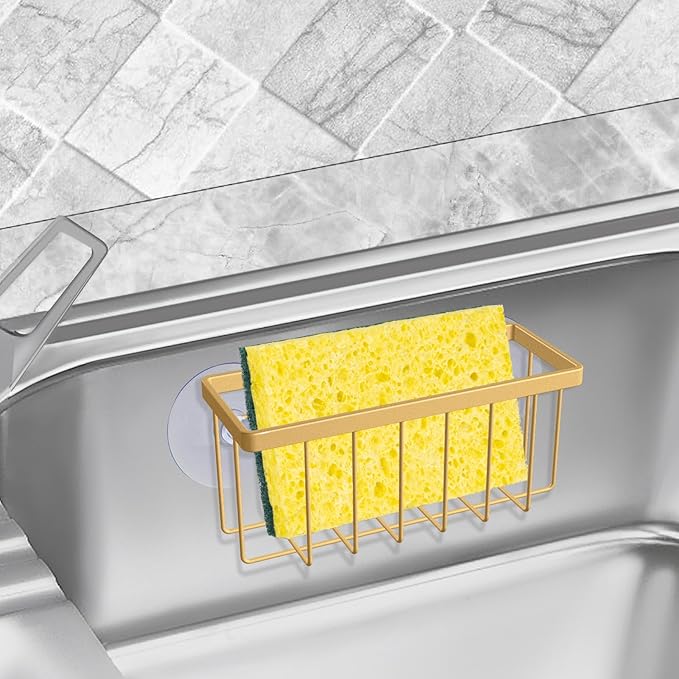 Sponge Holder for Kitchen Sink,Gold Sponge Holder,Kitchen Sink Caddy (Gold)