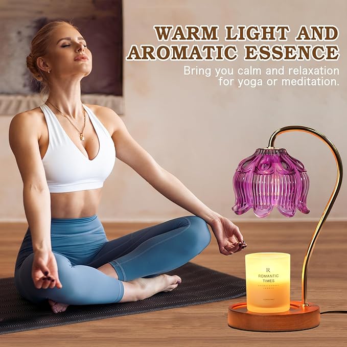 Purple Candle Warmer Lamp with Timer, Electric Candle Warmer Lamp, Birthday Gift for Women, Mom, Female Friend, Flower Candle Warmer Gifts for Candle Lovers, Vintage Lamp Decor for House Warming Gifts