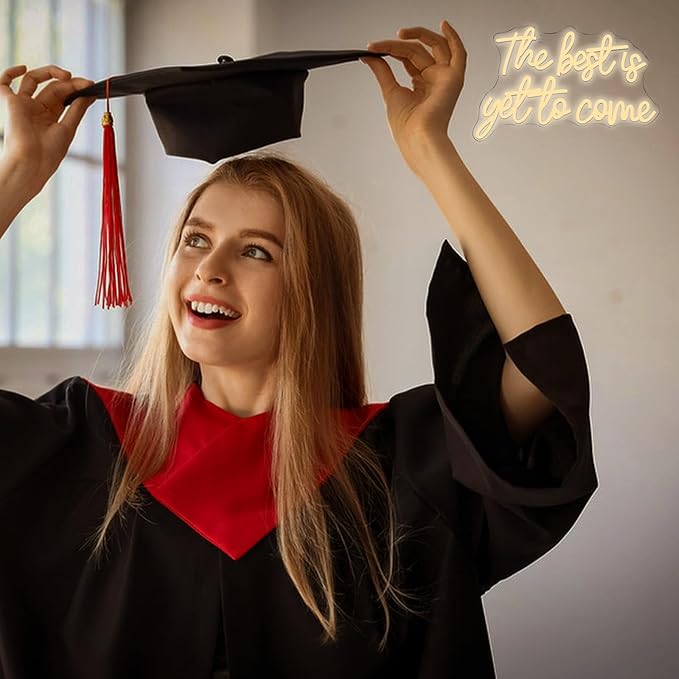 The Best Is Yet to Come Neon Sign Warm White Letter Led Neon Lights for Wall Decor Usb Word Light Up Signs for Bedroom Home Bar Classroom Graduation Ceremony Wedding Birthday Party Kids Room Teens Gifts