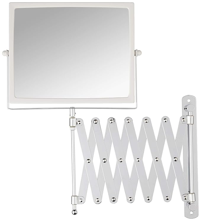 JERDON Two-Sided Swivel Wall Mount Mirror - Vanity Mirror with 5X Magnification & 30 inch Wall Extension - Model J2020C