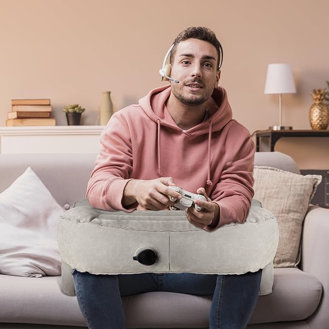 Inflatable Lap Pillow for Gaming, Reading & Bed Couch Rest Pillows, Foldable Laptop Pillow Arm Rest for Adult Playing Working, Portable Large Gamer Pillow Desktop for Sitting in Bed Sofa Floor